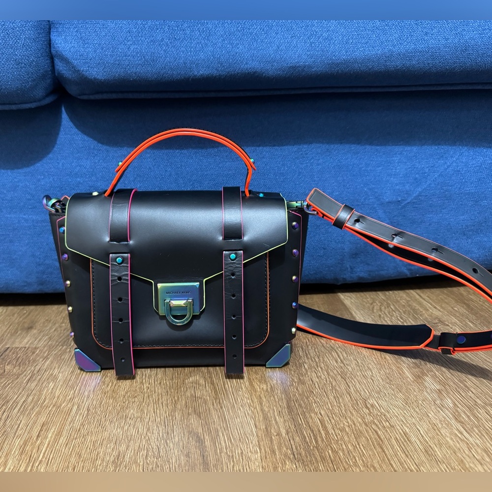 Michael Kors Black Satchel with Colorful Accents